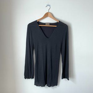 Long Black Tunic V-neck Coverup Size Small